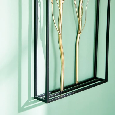 Metal Tree Branch Wall Decor With Black Frame Set Of 2 Gold - Olivia & May - Image 4