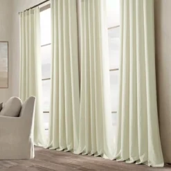 Home Boutique Belgian Flax Prewashed Linen Rich Cotton Blend Window Curtain Panel Single Ivory 50x108