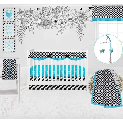 Bacati - Love Black/Turquoise Window Valance - Image 4