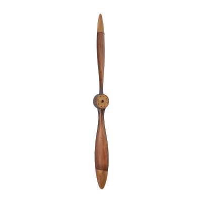 48" X 4" Metal Airplane Propeller 2 Blade Wall Decor With Aviation Detailing Brown - Olivia & May - Image 2