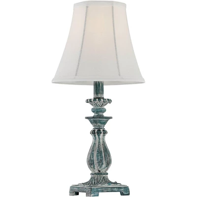 Regency Hill Cali Traditional Accent Table Lamps 19" High Set Of 2 Antique Blue White Bell Shade For Bedroom Living Room Bedside Nightstand Office - Image 6