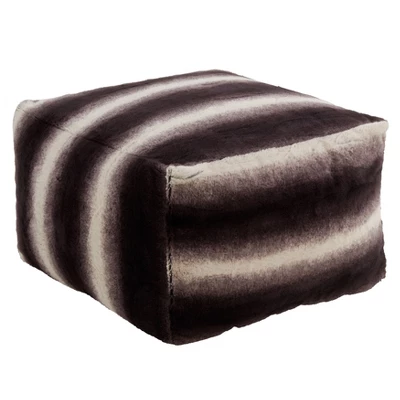 Saro Lifestyle Floor Pouf With Animal Print Faux Fur Design - Image 3