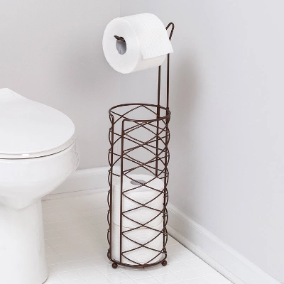 Honey-Can-Do Freestanding Toilet Paper Holder Oil Rubbed Bronze - Image 3
