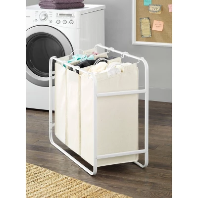 Whitmor Retro Triple Laundry Sorter White - Image 6