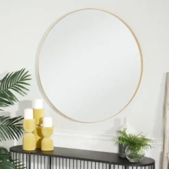 Contemporary Wood Round Wall Mirror - Olivia & May