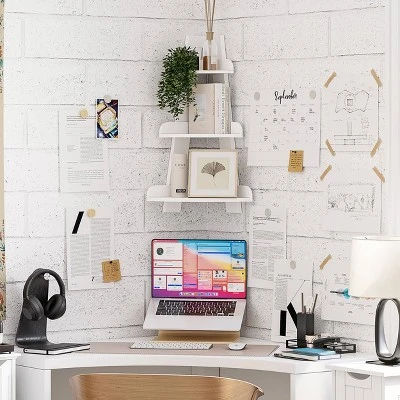 Amery Collection Corner Ladder Wall Shelf White - RiverRidge Home - Image 8