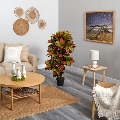 Nearly Natural 56-in Croton Plant (Real Touch) - Image 2