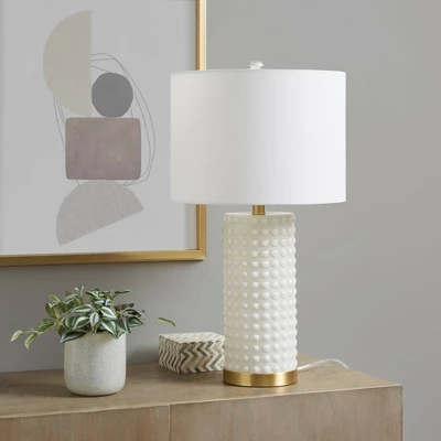 Grace Ivy Textured Dot Table Lamp (Includes LED Light Bulb) White/Gold - Ink+Ivy - Image 3