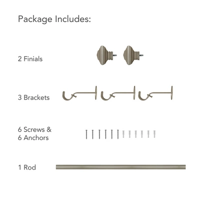 Florence 1" Window Drapery Single Curtain Rod With Stacked Square Finial - Elrene Home Fashions - Image 4