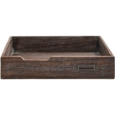 Juvale Rustic Wood Stackable Paper Tray, Vintage Office Desk Desktop Holder Organizer For Documents Files Folders Magazines, 10.5 Inches - Image 2