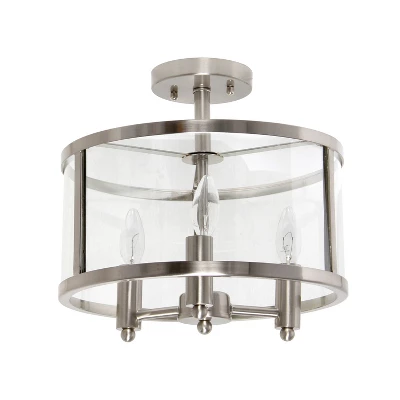 3-Light 13" Industrial Farmhouse Glass/Metallic Accented Semi-flushmount Ceiling Light - Lalia Home - Image 13