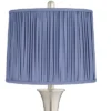 360 Lighting Seymore Modern Touch Table Lamps Set Of 2 26" High Silver LED With USB Charging Port Blue Shirred Shade For Bedroom Living Room Kids Desk