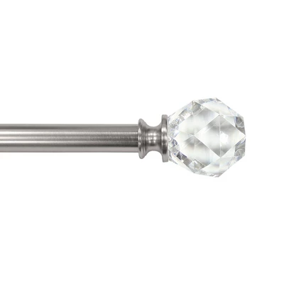 Decorative Drapery Curtain Rod With Faceted Crystal Finials Brushed Nickel - Lumi Home Furnishings - Image 5
