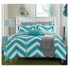 Amaretto Chevron And Geometric Printed Reversible Comforter Set 8 Piece (Twin XL) Aqua - Chic Home Design