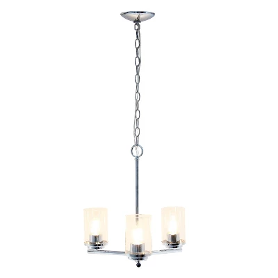 3-Light 15" Classic Contemporary Clear Glass/Metal Hanging Pendant Chandelier - Lalia Home