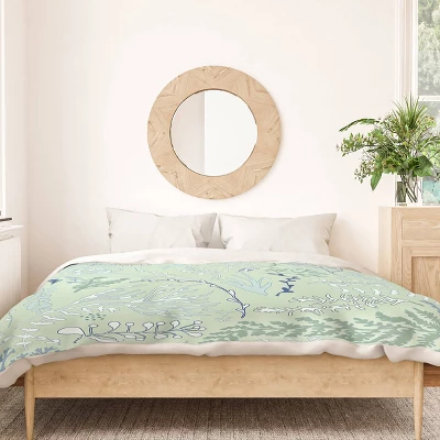 Deny Designs Monika Strigel Herbs And Ferns Pastel Duvet Cover Set Green