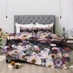 Full/Queen Iveta Abolina Floral Comforter Set Purple - Deny Designs