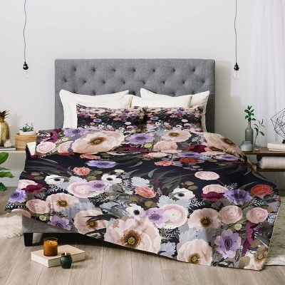 Full/Queen Iveta Abolina Floral Comforter Set Purple - Deny Designs