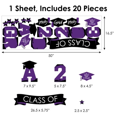 Big Dot Of Happiness Purple Class Of 2023 Graduation Party Wall Decals Set Of 20 - Image 6