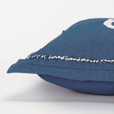 14"x20" Oversize Monogram Lumbar Throw Pillow Cover Blue - Rizzy Home - Image 6