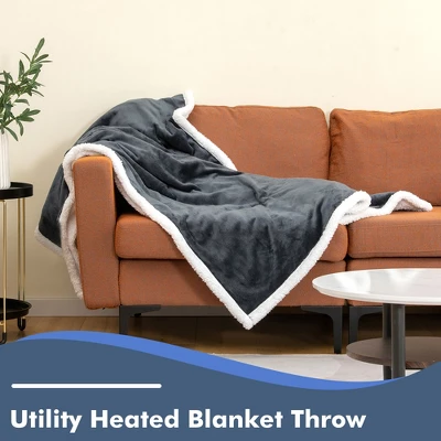 Tangkula 50" X 60" Heated Electric Reversible Flannel & Fleece Blanket Throw W/10 Heat Levels, 9 Hours Auto Shut-Off, Overheat Protection Gray - Image 7