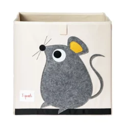 3 Sprouts Kids Children's Felt Gray Mouse Storage Cube Box Toy Bin With Brown Owl Fabric Storage Cube Toy Bins