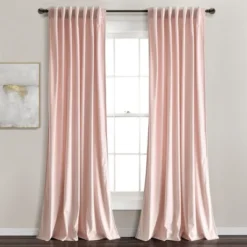 Home Boutique Prima Velvet Solid Light Filtering Back Tab/Rod Pocket Window Curtain Panels Blush 54x84 Set