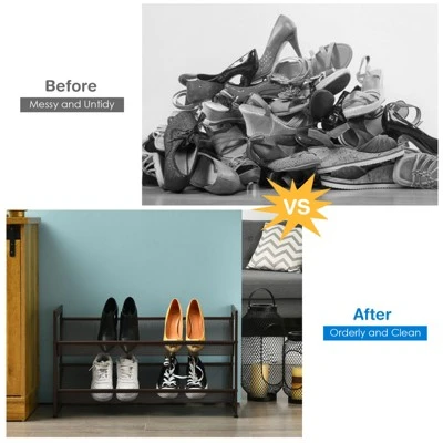 Tangkula Iron Shoe Shelf 2/3/4-Tier Space Saving Layered Shoes Shelving Shoes Storage Organizer - Image 6