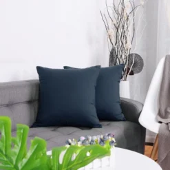 PiccoCasa 2 Pcs Woven Striped Lumbar Throw Pillow Cover Set Rectangle Pillow Case For Sofa Couch Car