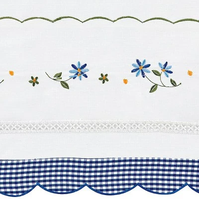 Collections Etc Embroidered Trim Rod Pocket Top Window Curtains - Image 3