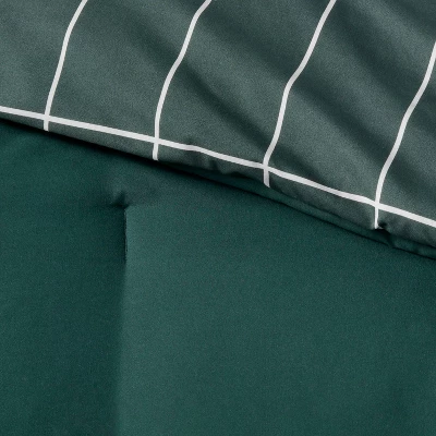 Grid Print Microfiber Reversible Comforter & Sheet Set Dark Green - Room Essentials™ - Image 5