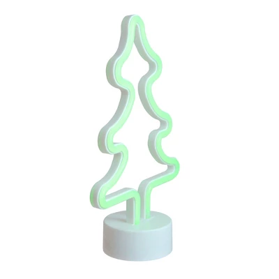 Northlight 11" Battery Operated Neon Style LED Christmas Tree Table Light - Green - Image 3