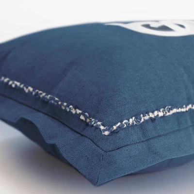 14"x20" Oversize Monogram Lumbar Throw Pillow Cover Blue - Rizzy Home - Image 4