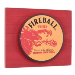 Fireball Whisky Vintage Metal Backlit LED Wall Sign - American Art Decor