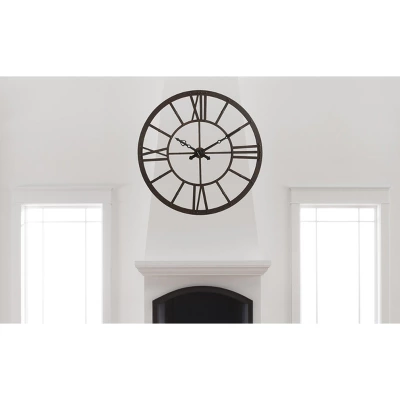 47" Round Mid-Century Modern Metal Clock Rust - Storied Home - Image 3