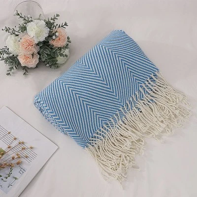 PiccoCasa Decorative Fringes In Herringbone Design Farmhouse Outdoor Faux Cashmere Throws - Image 5