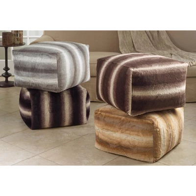 Saro Lifestyle Floor Pouf With Animal Print Faux Fur Design - Image 2