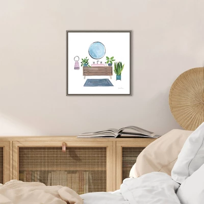 16" X 16" Bathroom I By Farida Zaman Framed Canvas Wall Art Green - Amanti Art - Image 4