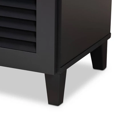Shelf Wood Shoe Storage Cabinet With Drawer Coolidge Black - Baxton Studio - Image 5