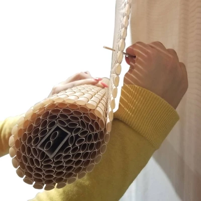 72" X 72" Outdoor Oval Vinyl Cord-Free PVC Rollup Blinds Woodgrain - Radiance - Image 3