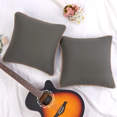 2 Pcs 18" X 18" Polyester Fabric Farmhouse Home Decor Design Decorative Pillow Cover - PiccoCasa - Image 2