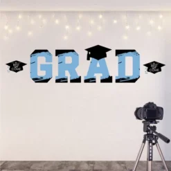 Big Dot Of Happiness Light Blue Graduation Party Decor - Vinyl Wall Decals - Grad