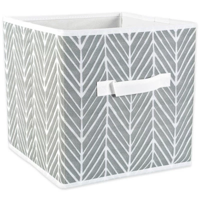 Set Of 4 11" X 11" X 11" Nonwoven Polyester Herringbone Square Storage Cube Gray - Design Imports - Image 2