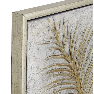 Canvas Leaf Framed Wall Art With Silver Frame Gold - CosmoLiving By Cosmopolitan - Image 4