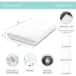 The Peanutshell Mini Crib Sheet Set - 3 Pack - Multiuse For Pack & Play, Playard, Playpen, Mini Crib - Green Safari Animals