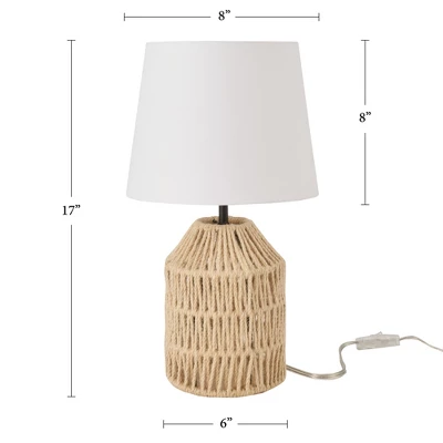 Beige 17" Braided Jute Tan Coastal Table Lamp - Nourison - Image 2