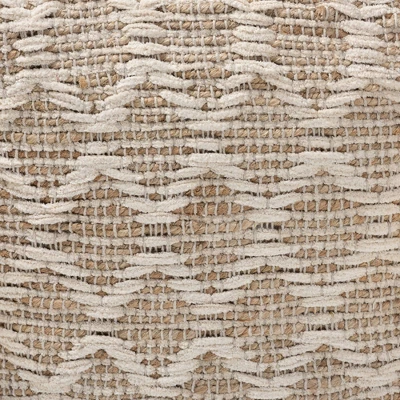 Noland Handwoven Moroccan Inspired Pouf Ottoman Natural/Ivory - Baxton Studio - Image 4