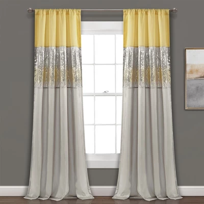 Home Boutique Night Sky Window Curtain Panel Single Yellow/Gray 42X84