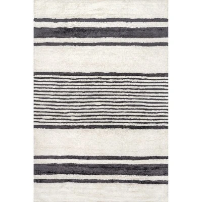 Lauren Liess X RugsUSA - Striped Wool Machine Washable Area Rug - Image 9