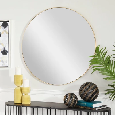 Contemporary Wood Round Wall Mirror - Olivia & May - Image 2